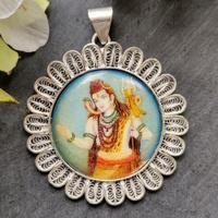 Shiva On Silver Pendant 