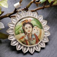 Krishna On Silver Pendant
