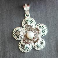 Oxidised Silver Floral Pendant