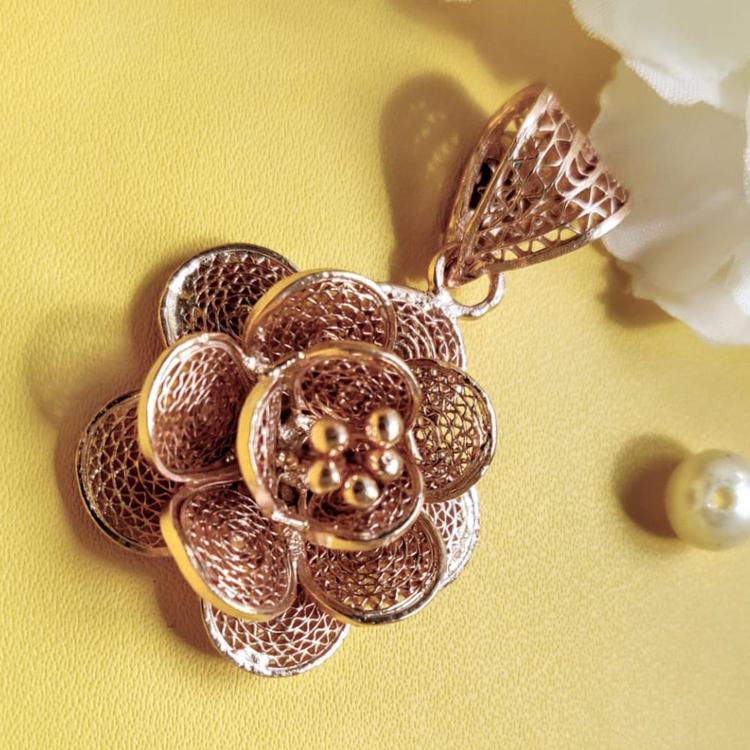 Rose Gold Floral Pendant