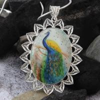 Peacock on Mother of Pearl