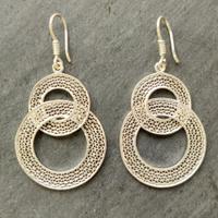 Double Loop Silver Earrings