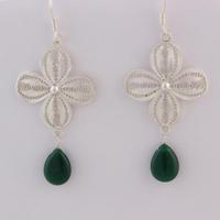 Earrings with Green Onyx