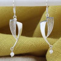 Silver Earring with Pearl Drops