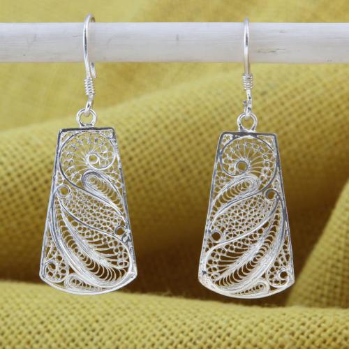 Geometric Silver Danglers