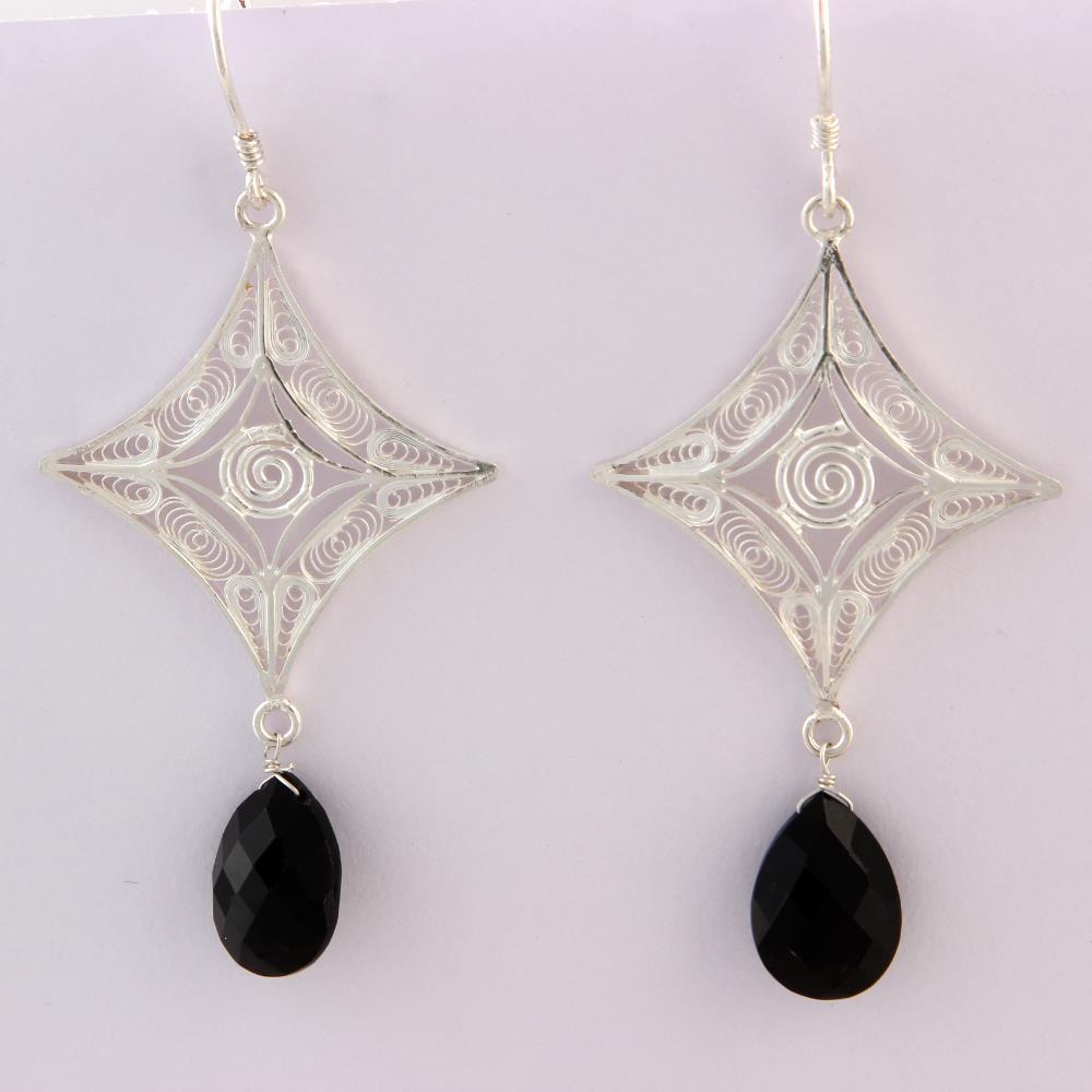 Buy Vijayshree Sovani Designs 925 Sterling Silver Floral Motif Black  Filigree Earrings at Amazonin