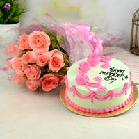 Chocolate Cake and Pink Rose