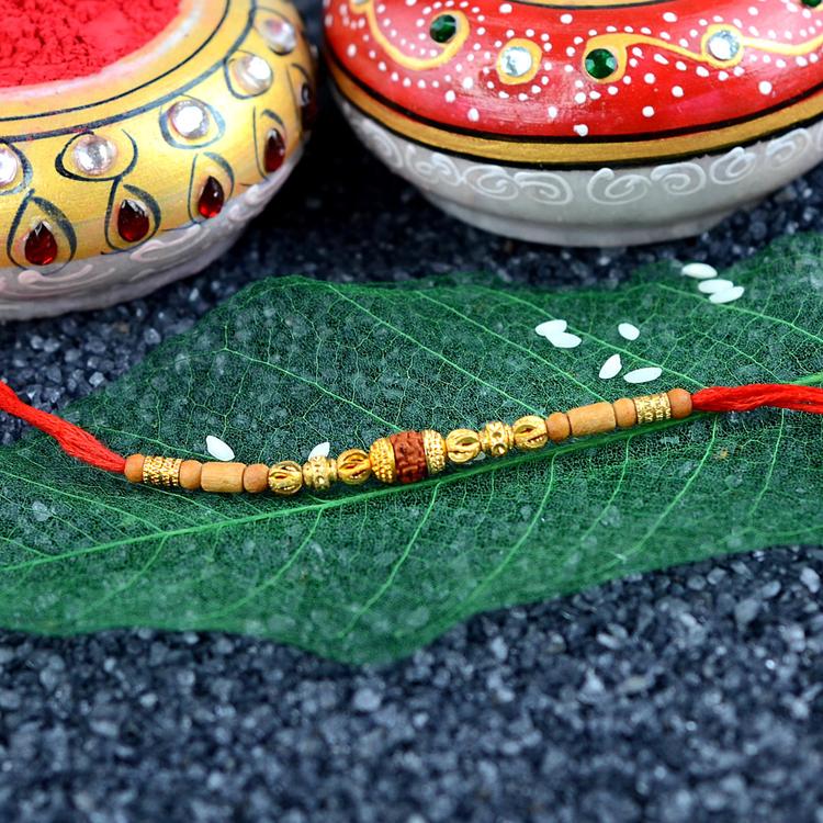 Gold Rudraksh Tulsi Rakhi JC50
