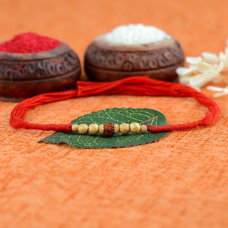 Single Rudraksh Red Rakhi