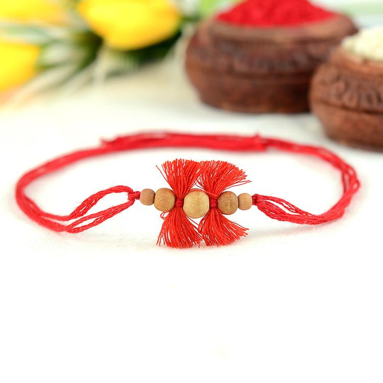 Sandalwood Beads Red Rakhi