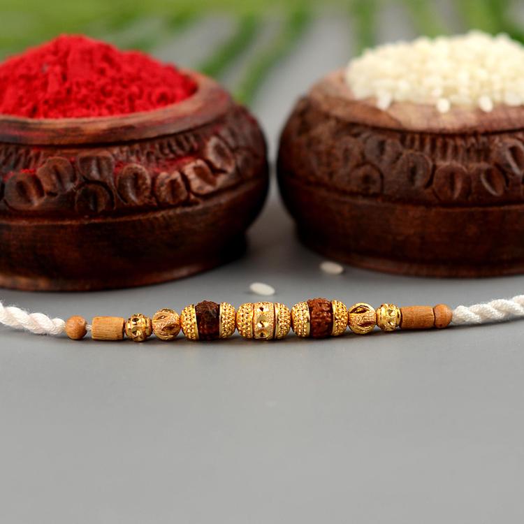Golden Double Rudraksh Rakhi JC41