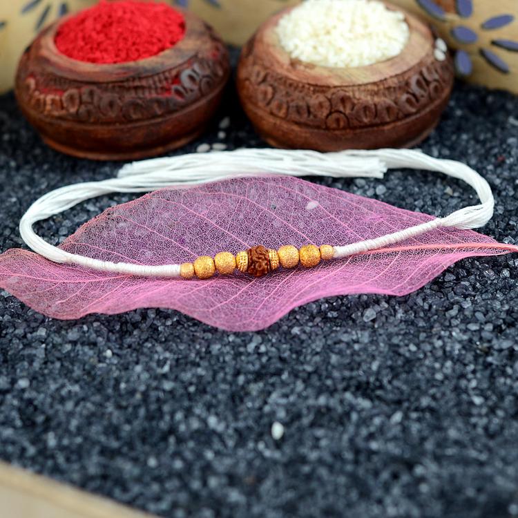 Single Rudraksh White Rakhi