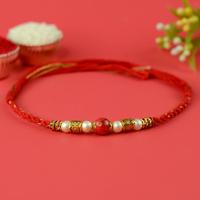 Beautiful Red Orb with Beads Rakhi
