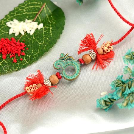 Modern Teal Om Rakhi