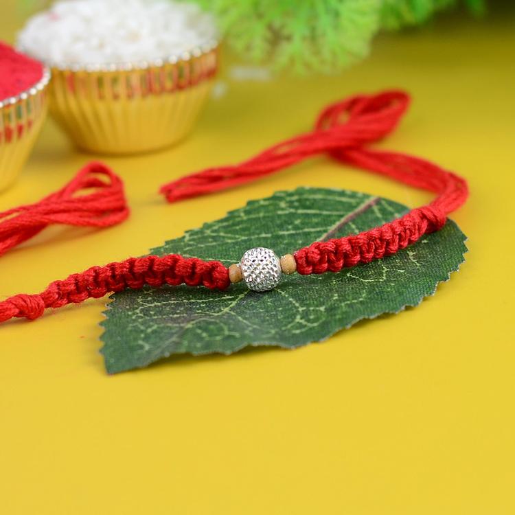 Single Bead Pure Silver Rakhi JC64