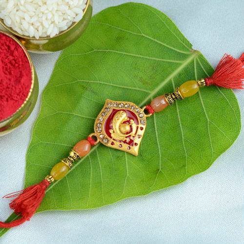 Red Resin Ganesh Rakhi