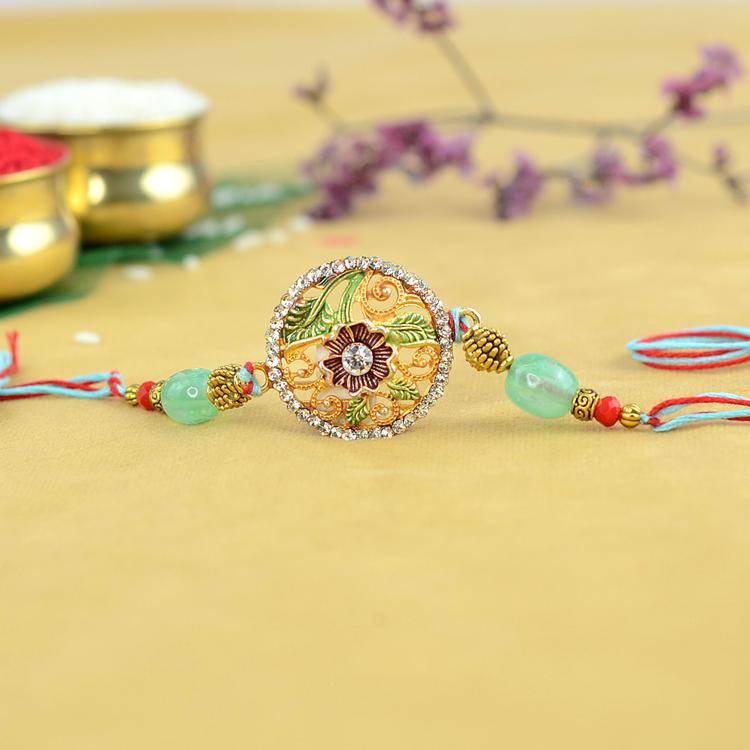 Ornate Gold n Green Rakhi