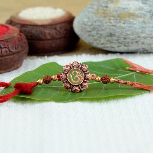 Modern Copper Om Rakhi