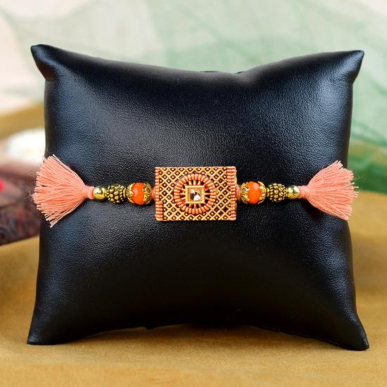 Patterns in Peach Rakhi