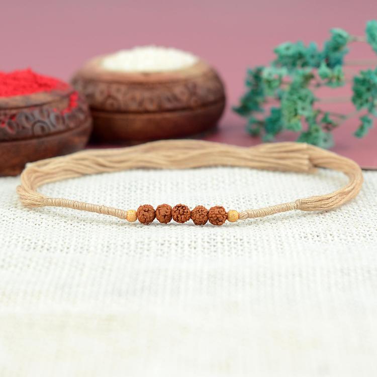 Simple Five Rudraksh Rakhi
