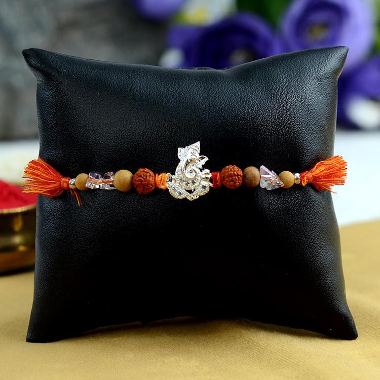 Pure Silver Ganesh Rakhi SR1