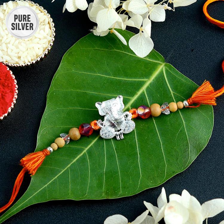 Pure SilverDesigner Ganesha Rakhi