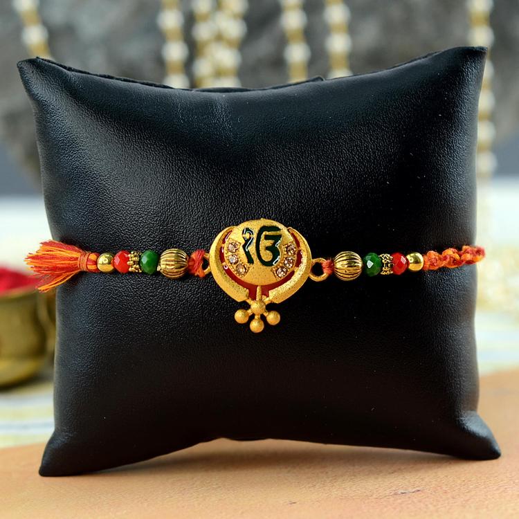 Golden Shield Ik Onkar Rakhi BR44