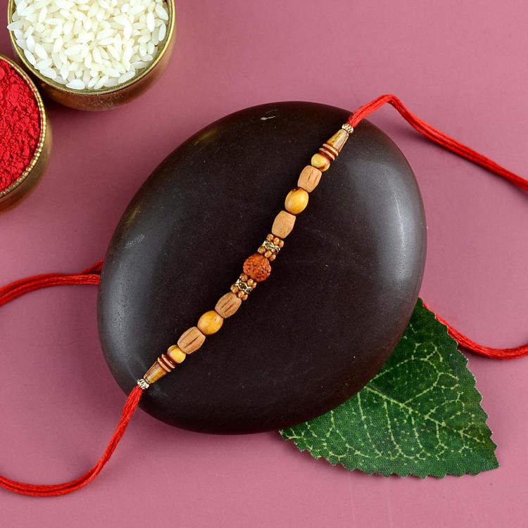 Rudraksh Wooden Beads Rakhi J712