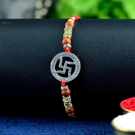 Circled CZ Swastik Rakhi