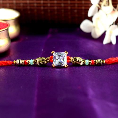 Square Solitaire Antique Rakhi