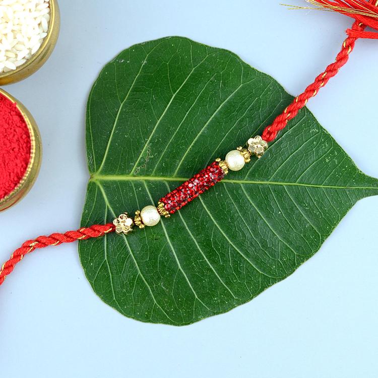 Shimmering Red Stones Rakhi