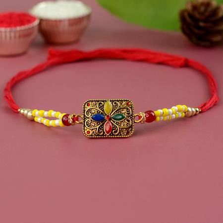 Vivid Floral Rectangle Rakhi