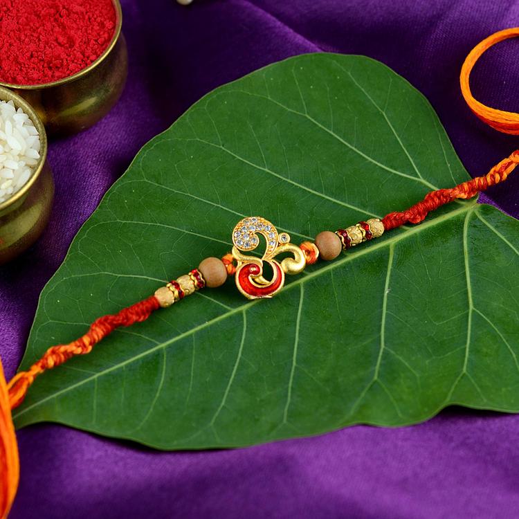 Red Peacock Om Rakhi