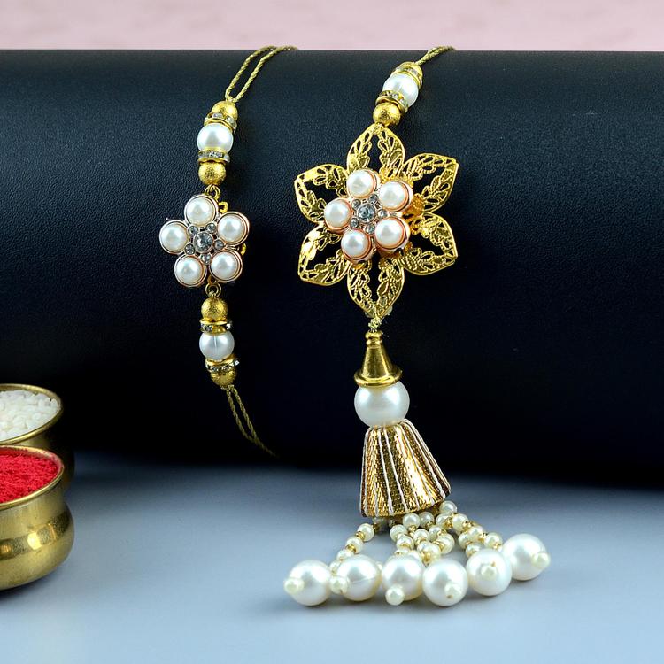White and Gold Rakhi and Lumba