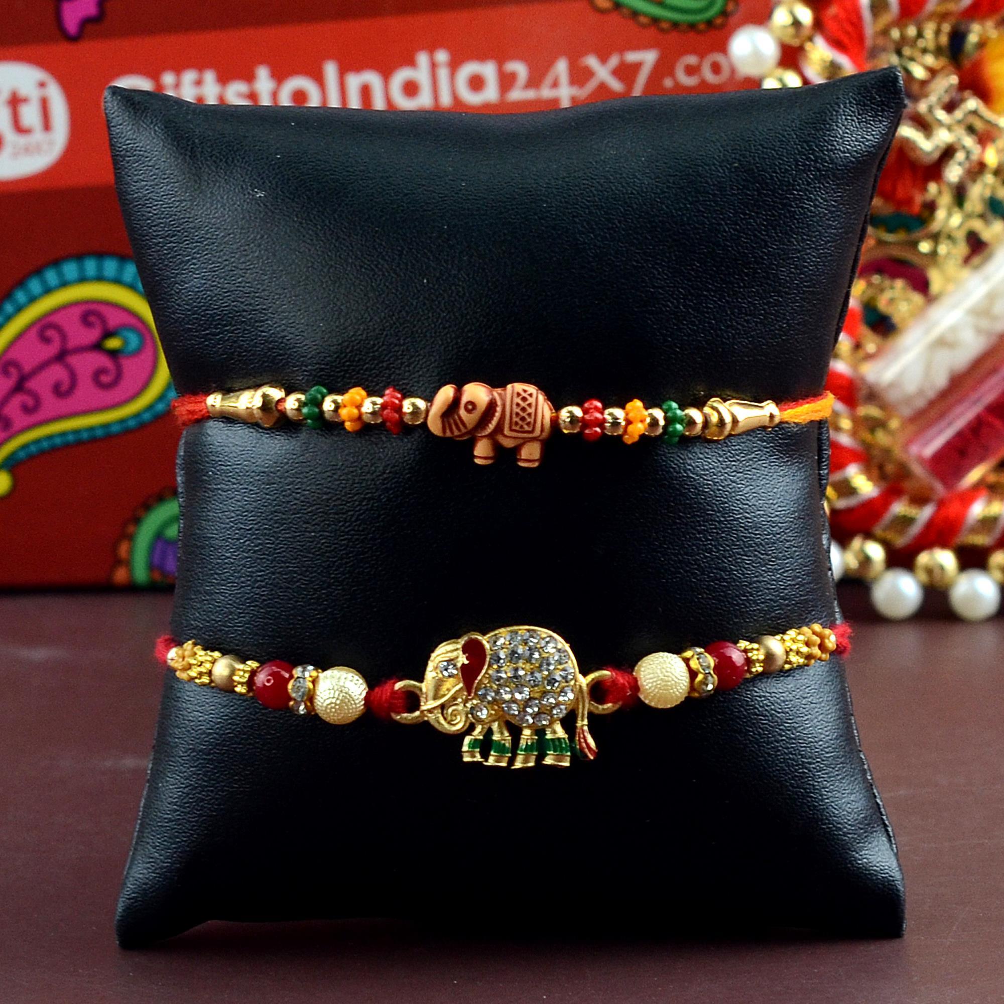 Elephant Motif Rakhi Set | Rakhi Sets