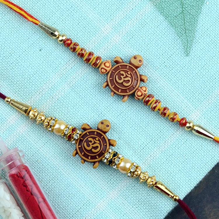 Tortoise Om Rakhi Set