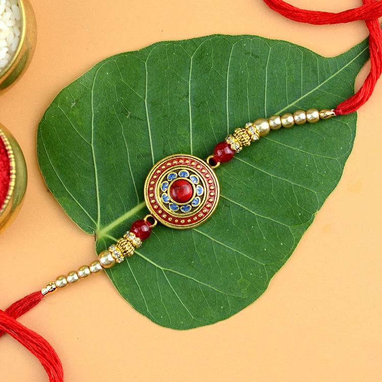 Red Center Shield Rakhi