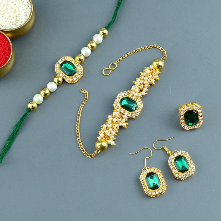 Emerald Rakhi Lumba Set