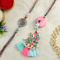 Pastel Peacock Rakhi and Lumba DC55