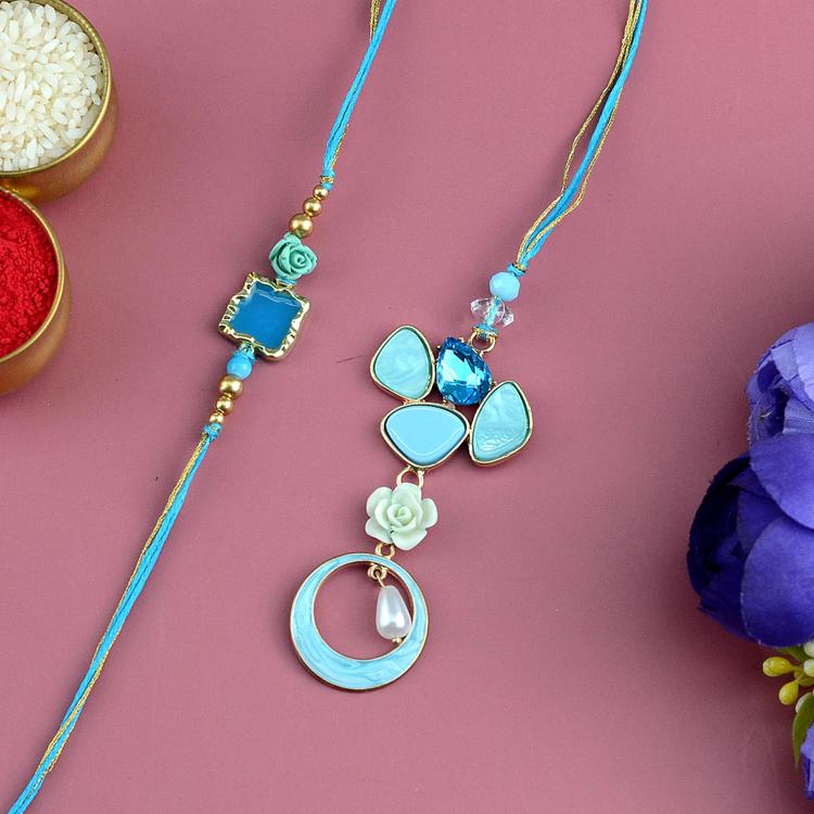 Blue Stones Rakhi and Lumba