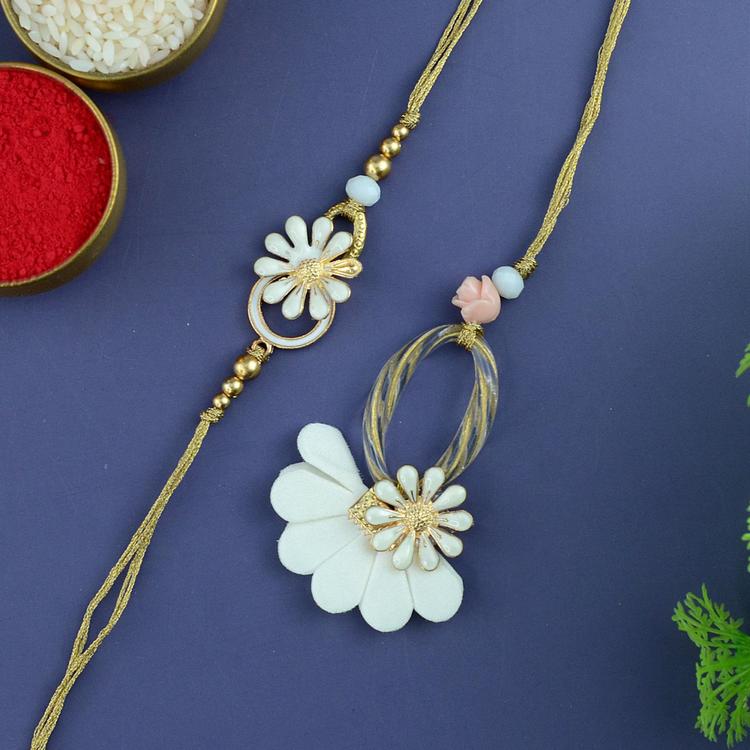 White Flower Rakhi and Lumba DC66