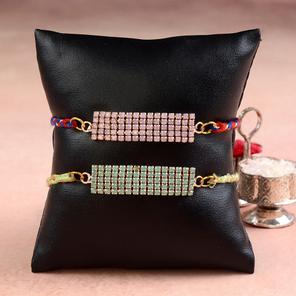 Glittering CZ Rakhi Set Glittering CZ Rakhi Set