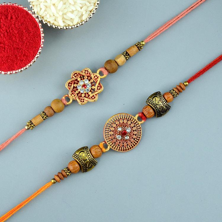 Etched in Peach Rakhi Set 1950