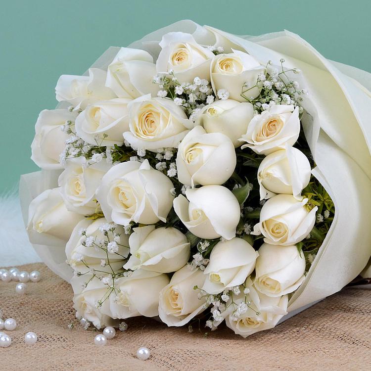 Serene White Roses Bouquet