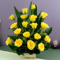 Glorious Yellow Roses Basket