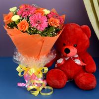 Assorted Flowers & Teddy Bear