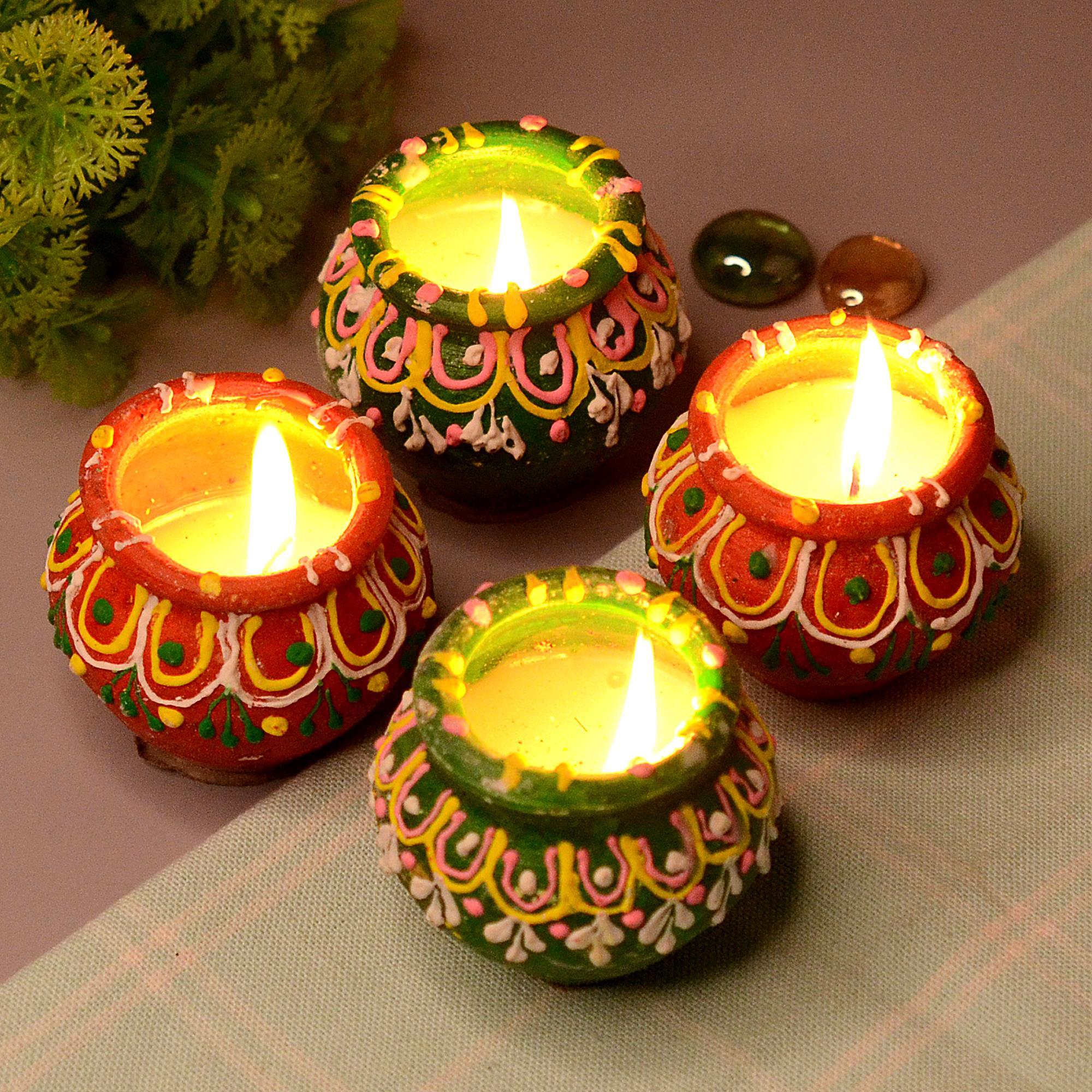 Buy DEVU PARBAT ENTERPRISE Metal Tea Candle Holder and Diwali Decoration  Items Traditional Designer Diya for Decor (Multicolour) -Set of 6 Online at  Low Prices in India - Amazon.in