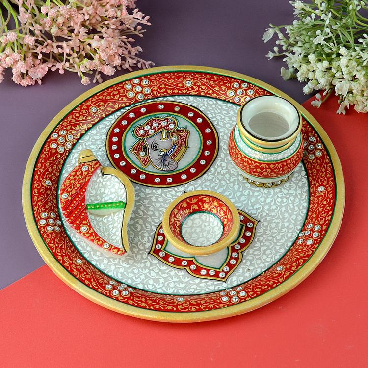 Divine Marble Puja Thali