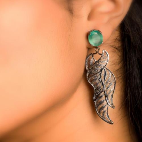 Green & Silver Stylish Earring