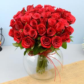 Bright Red Roses in a Vase Bright Red Roses in a Vase